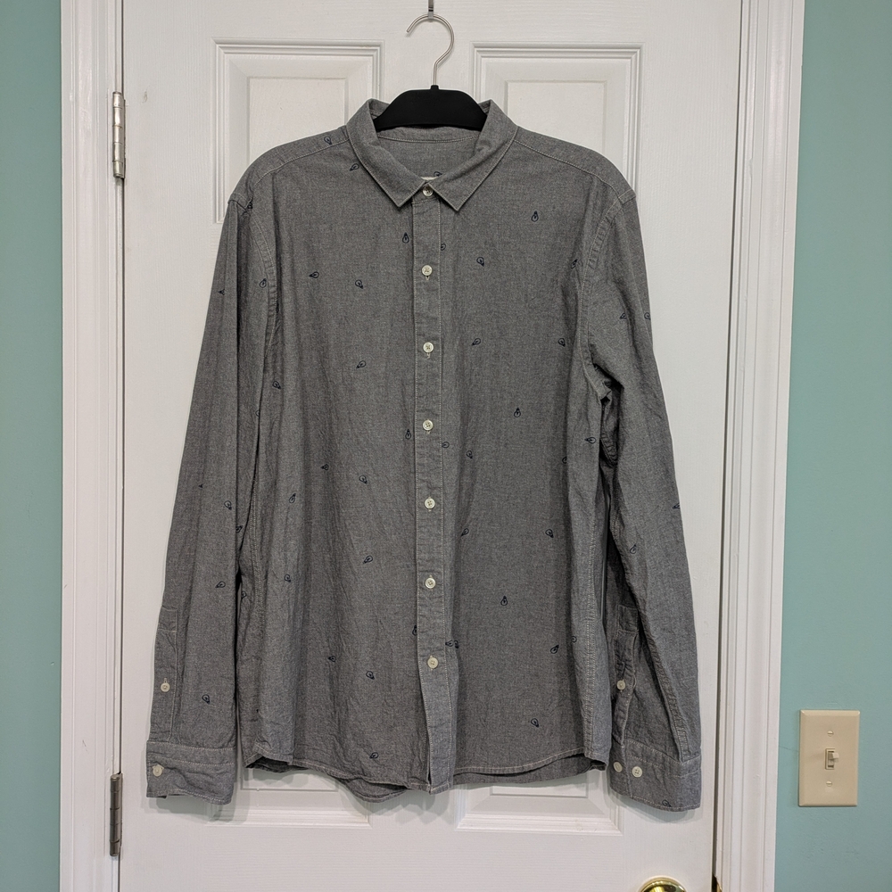 Fossil Men's Gray Casual Button-Down Shirt